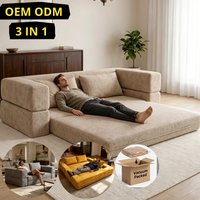 Canapé-lit modulaire sectionnel 3 places en velours avec logo personnalisé, pliable, compressible, moderne, ensemble canapé-chaise
