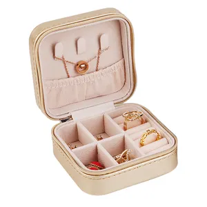 Olai Kotak Penyimpanan Hadiah Perhiasan Mini Kulit PU Portabel untuk Perjalanan