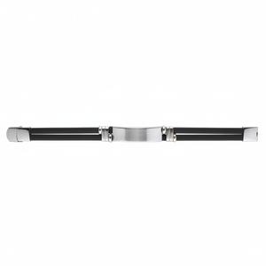 Bracciale con doppio nastro nero e acciaio, elegante e alla moda - Product Image 2