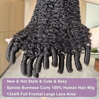 Wig keriting birai mentah India, Wig Wig Frontal HD penuh 30 inci grosir dengan renda, Wig rambut manusia Virgin mentah Peruvian tanpa lem 12A