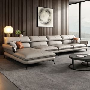 Canapé d'angle en cuir véritable élégant et moderne Suessen 2025 pour salon - Product Image 3