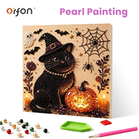 Kit de Peinture Diamant Perle en Gros d'Usine, Thème Chat Noir Halloween, Art Perlé DIY, Conception Personnalisée OEM en Vrac, Décoration Murale pour la Maison