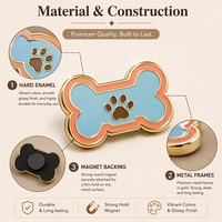 Magnete Personalizzato in Metallo per Frigorifero con Stampa di Zampa di Cane o Gatto, Osso e Ciotola, Souvenir con Logo e Confezione Regalo