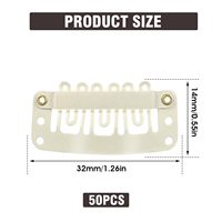 50 pinces à cheveux en métal en forme de U à 6 dents, petits peignes pour perruques, accessoires pour extensions de cheveux DIY pour femmes (Beige)
