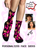 Chaussettes d'hiver ALBK personnalisées avec motif de lettres, photo, texte, nouveauté amusante, cadeau personnalisé avec photo de visage pour femmes, hommes, Saint-Valentin