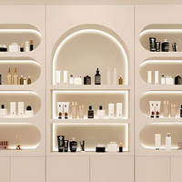 GZowin, nouveau design, présentoir de maquillage et de cosmétiques, étagère en bois avec éclairage LED, imperméable et durable