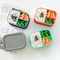 Boîte à lunch carrée en silicone anti-explosion avec compartiments multiples et fonction de maintien au frais, compatible micro-ondes, pour enfants