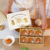 Ensemble de coffrets cadeaux modernes personnalisés de gâteau de lune à porte ouverte Boîtes à gâteau de lune de luxe Emballage par tiroir Boîte à gâteau de lune pour cadeau
