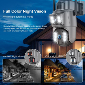 AI izleme 6MP açık güvenlik kamera çift Lens su geçirmez IP66 ışık Alarm gece renk 8W güneş 10400mAh pil kamera - Product Image 2