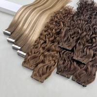 Ekstensi Rambut Manusia 100% Virgin Remy Rusia Premium Invisible Genius Wefts Double Drawn Silky Straight Micro-Link Color