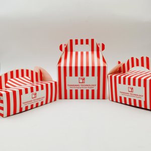 Boîtes à emporter <span class=keywords><strong>de</strong></span> <span class=keywords><strong>poulet</strong></span> frit à rayures rouges et blanches rétro avec poignée Récipient alimentaire en papier pour collations chaudes et restauration rapide - Product Image 3