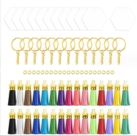 120-teiliges Schlüsselanhänger-Set aus Legierung: Rohlinge mit Kreismuster, Quasten, Schlüsselringe, Biegeringe für DIY-Vinyl-Bastelarbeiten