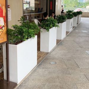 กระถางดอกไม้ไฟเบอร์กลาสทรงสี่เหลี่ยมสำหรับปลูกต้นไม้ในร่มกลางแจ้งสำหรับระเบียงสวนโรงแรมน้ำหนักเบาทนต่อสภาพอากาศ - Product Image 4