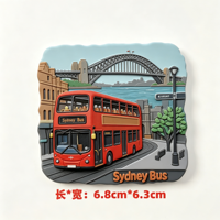 Aimant de réfrigérateur personnalisé en polyrésine, tram vintage de Melbourne, Australie, scène de coucher de soleil, souvenir touristique en résine, cadeau de collection de voyage