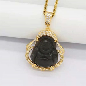 Ready to Ship Hiphop Maitreya Buddha 18k Gold Plated Jade Necklace <b>Iced</b> <b>Out</b> Jewelry - Product Image 3