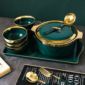 Hot Sale Luxury Eco-Friendly Porcelain <b>Ceramic</b> Gold Customized Dinnerware Plates Wholesale Household Color Glaze Sets Phnom Penh - Product Image 3