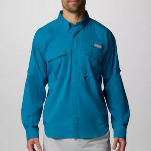 Chemise de pêche à manches longues Attire Spf50 Sublimated Pearl Snap, légère, en polyester, avec boutons, pour pêcheur, OEM. - Product Image 1