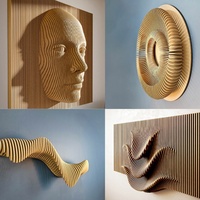 Vente en gros de sculptures murales en bois MDF, design moderne de luxe, panneau décoratif mural, art mural paramétrique en bois pour la décoration intérieure du salon