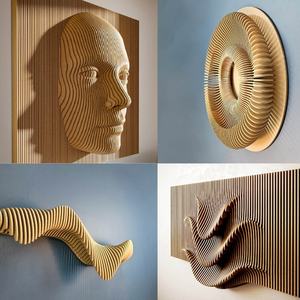 Scultura Artistica <span class=keywords><strong>in</strong></span> <span class=keywords><strong>Legno</strong></span> <span class=keywords><strong>Massello</strong></span> all'Ingrosso | Pannello Decorativo da Parete di Lusso dal Design Moderno | Arte Murale Parametrica <span class=keywords><strong>in</strong></span> <span class=keywords><strong>Legno</strong></span> per Arredo Interni Soggiorno - Product Image 5