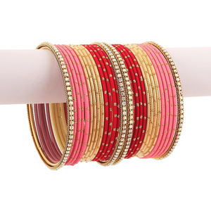 Brazaletes nupciales con purpurina Kundan más exigentes para mujer-Juego de brazaletes de boda ligeros de color y diseño personalizado - Product Image 5