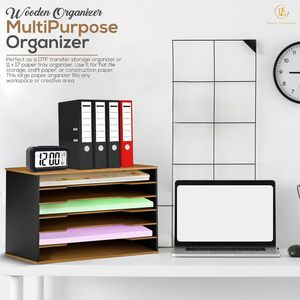 Organisateur de bureau multi-niveaux en bambou pour documents A4, support de rangement autoportant pour un bureau bien rangé - Product Image 2