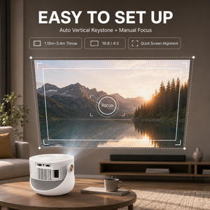 Projecteur intelligent avec mise au point manuelle et <span class=keywords><strong>correction</strong></span> automatique de la distorsion trapézoïdale <span class=keywords><strong>verticale</strong></span> ; Projecteur vidéo pour home cinéma. - Product Image 5