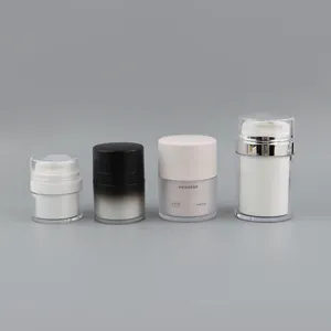 Empty Custom Packaging Cosmetic SkinCare Jar Acrylic Matte Black Airless Vacuum Cream Lotion Pump Jar 15ml 30ml 50ml 100ml