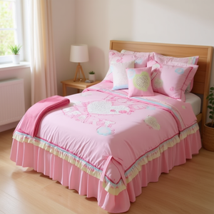 Juego de Edredón Spring Love de 1.2m, Estilo Princesa con Volantes, Funda de Algodón y 2 Cojines para Ropa de Cama - Product Image 2