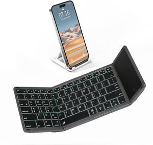Clavier pliable ultra-fin pour ordinateur, mini clavier Bluetooth 3.0 pliable, compatible avec trois appareils, clavier pliable sans fil - Product Image 2