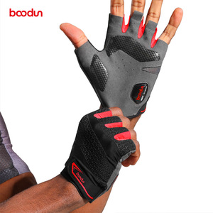 Gants de cyclisme Bcodun, demi-doigts, noir et rouge, avec grip en silicone, pour vélo de route, unisexes, pour la pratique en extérieur - Product Image 5