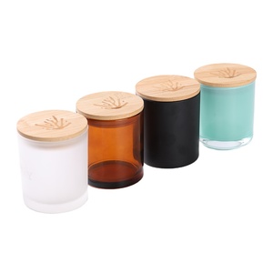 Sang Trọng Mini 6Oz 8Oz 10Oz 14Oz Tùy Chỉnh Frosted Matte Màu Đen Trong Suốt Nến Rỗng Lọ Với Tre Có Nắp Đậy Bằng Gỗ - Product Image 1