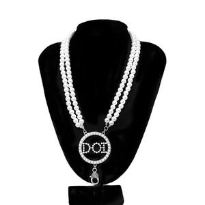 Collana Choker Chunky di Ultima Tendenza con Charm a Due Strati e Parole DOI, Gioiello con Perle per Confraternite - Product Image 2