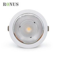 Réflecteur chromé 40W projecteur de projet d'hôtel lampe vers le bas COB encastré anti-éblouissement LED Spot Light