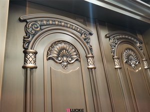 Porte d'entrée de maison de luxe, design en cuivre véritable, portes de sécurité blindées décoratives - Product Image 4