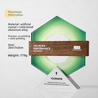 Nouveau Trophée en Métal et Cristal Personnalisable, Créatif, Haut de Gamme, avec Plaque d'Honneur en Bois Massif, Souvenir de Récompense pour Champion d'Équipe de Réunion Annuelle
