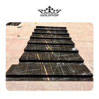 Luxueuse et élégante dalle de marbre noir doré Lauren pierre naturelle à contraste élevé pour les carreaux de sol de revêtement de mur intérieur