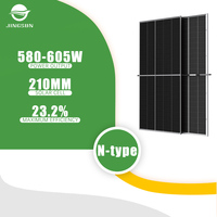 Modul Surya Bifacial PERC Kaca Ganda 605W MBB Tipe-N Half-Cell 210mm 580W-600W Efisiensi 23,2%