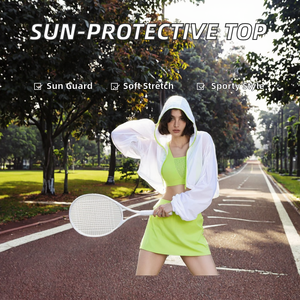 Veste de sport à capuche pour femme grande taille, manches longues, anti-UV, avec fermeture éclair, pour yoga et course à pied, collection automne - Product Image 2