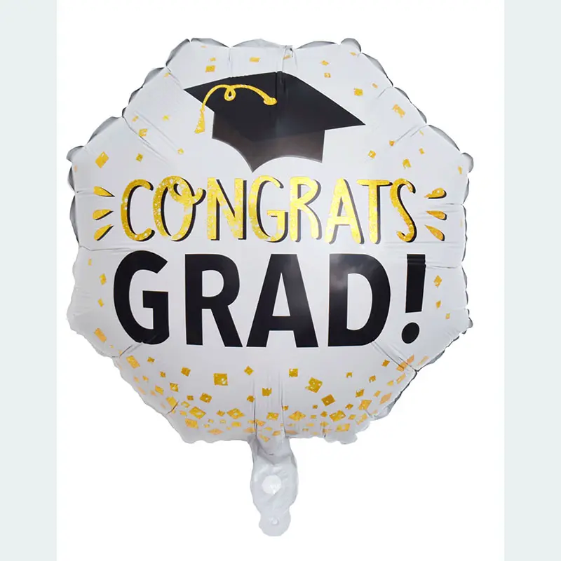 wholesale for graduation party white with gold flake aluminium film balloon party decoration white 18 inch balloon