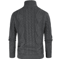 Diskon Besar Cardigan Musim Dingin Sweter Pria Kerah Mandarin Rajut Kabel 5GG Ritsleting Penuh Gaya Kasual Pria Kerah Tiruan