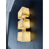 Lámpara de pared de alabastro de mármol moderno de diseñador italiano para dormitorio lámpara de fondo LED de lujo remoto para estudio sala de estar piedra