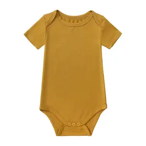 Bamboo fiber baby clothing wholesale Europe and the United States baby boys and girls crawling clothes short sleeve cover fart