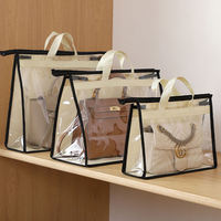 Housse de protection transparente pour sac à main avec fermeture éclair et poignées