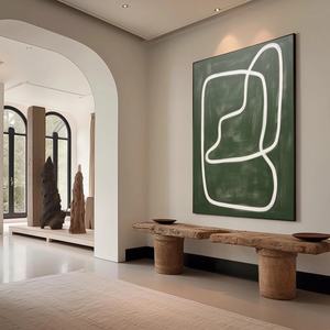 Lienzo Artístico Grande para Decoración de Pared, Arte Minimalista Verde de Lujo, Pintura Hecha a Mano para Decoración del Hogar - Product Image 3