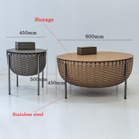 Ensemble de tables basses de salon en rotin, métal et cuir, style nordique moderne italien simple, pour maison, hôtel, villa, appartement