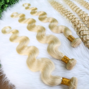 Extensiones de Cabello Humano Brasileño, 100% Remy, Paquetes al por Mayor Económicos, Cabello Rubio 613, Ondulado Profundo - Product Image 3