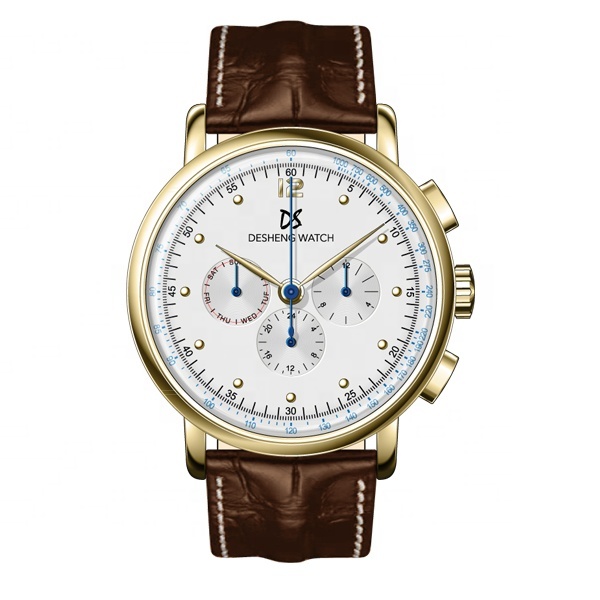 Vintage Customized Chronograph Mechanical Glass Caseback  Men Wrist Watch