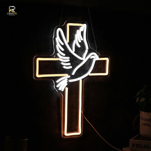 Personalizzabile religioso Neon croce luce a LED per la sala di preghiera chiesa decorazione personalizzata impermeabile acrilico 3D gesus croce insegne al Neon - Product Image 1