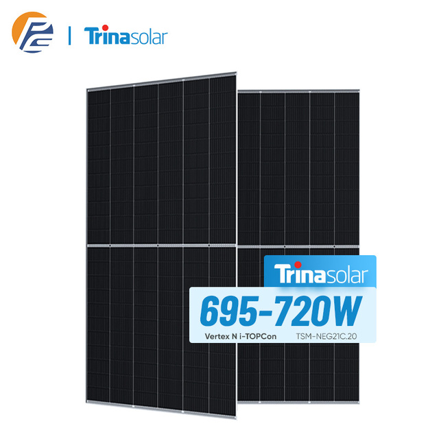 High Power Trina Solar Panel 700W 695W 705W 715W 710W 720W Topcon N-Type Half Cell PV Panels Bifacial Mono Solar Panels