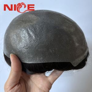 แฮร์พีชสำหรับผู้ชาย <span class=keywords><strong>ทำ</strong></span>จากผมแท้บริสุทธิ์สีน้ำตาลไฮไลท์  ฐานทำจาก PU  ให้สัมผัสเหมือนหนังศีรษะมนุษย์ - Product Image 1